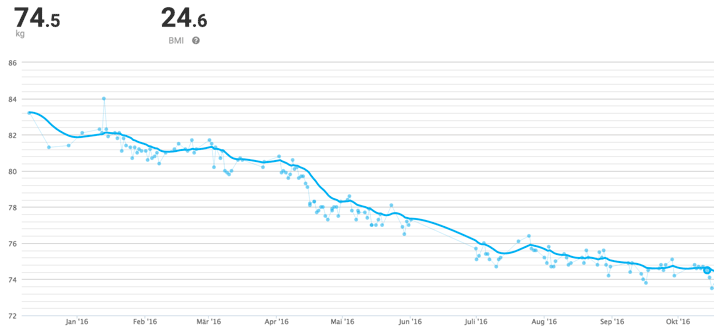 mein Gewichtsverlauf in diesem Jahr